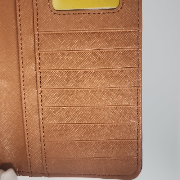 NWT Fossil Myra Colorblock Pink Magenta Brown Tan Women’s Leather Wallet - Picture 6 of 10